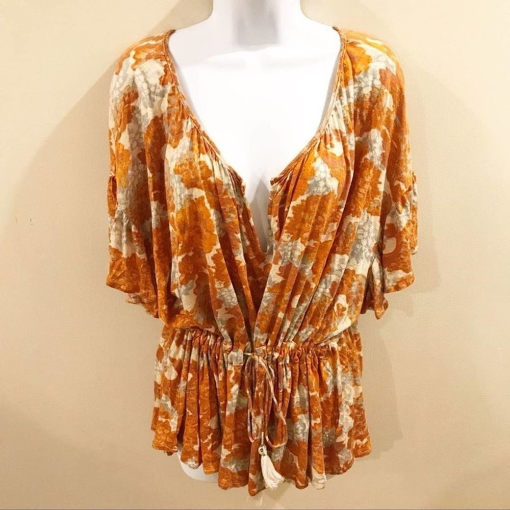 Free People River Bend Top Orange Medium - Picture 13 of 13